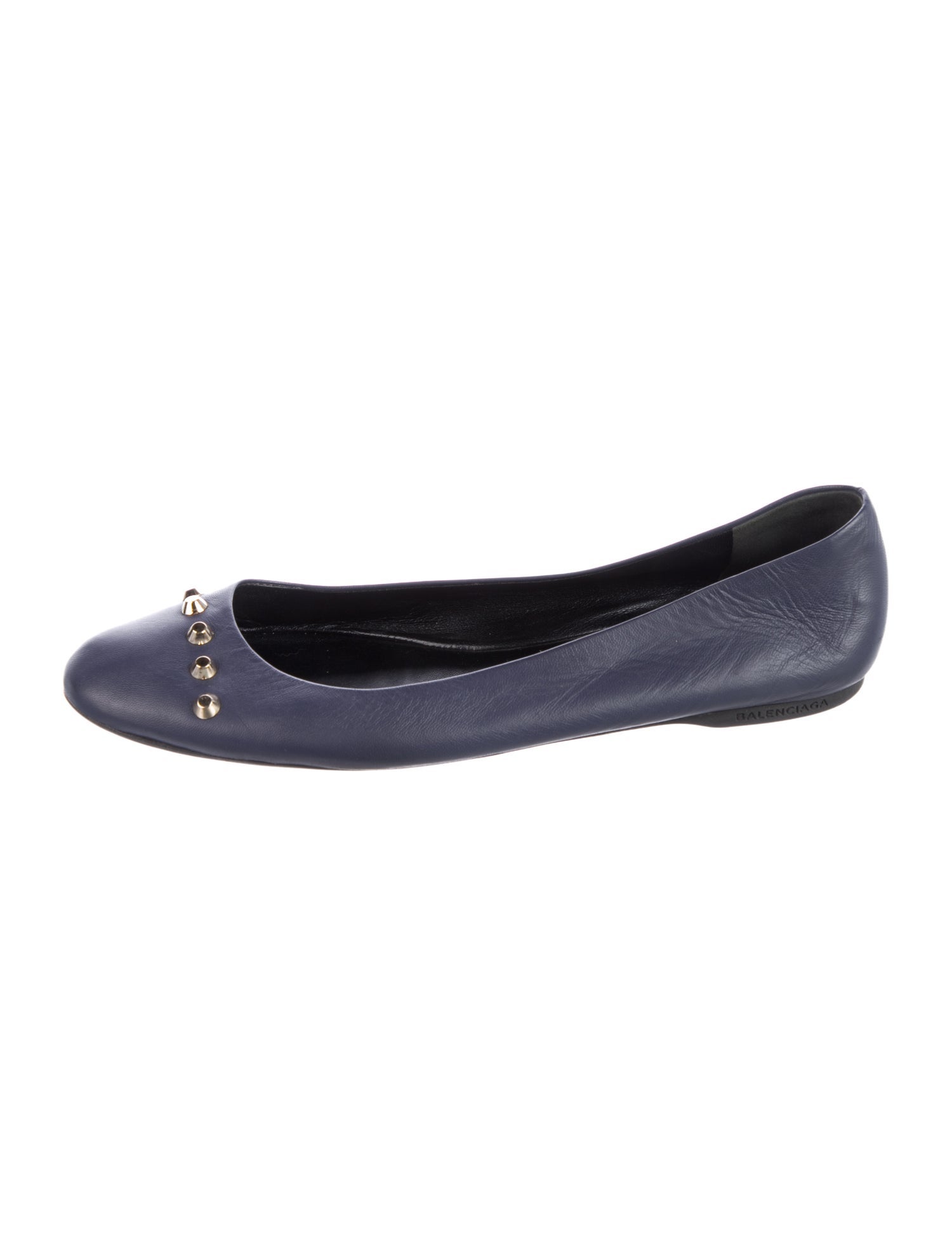Balenciaga Leather Studded Accents Ballet Flats